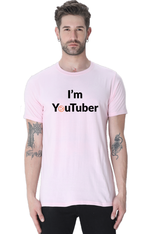 I'm YouTuber Printed Male Classic Crew T-Shirt - Image 8