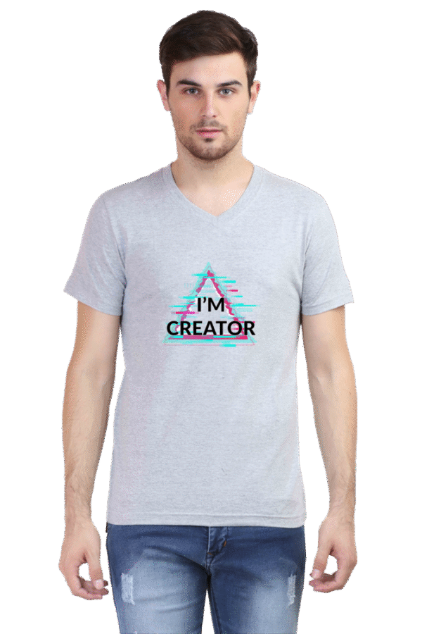 I'm Creator Printed Male V Neck T-Shirt