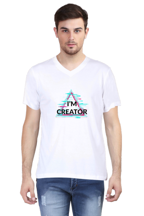 I'm Creator Printed Male V Neck T-Shirt - Image 2