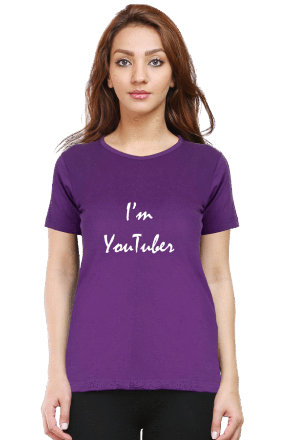I'm YouTuber Printed Female Classic Crew T-Shirt - Image 3