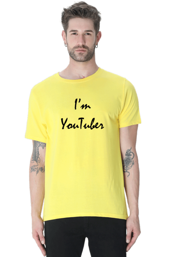 I'm Youtuber Printed Male Classic Crew T-Shirt - Image 8