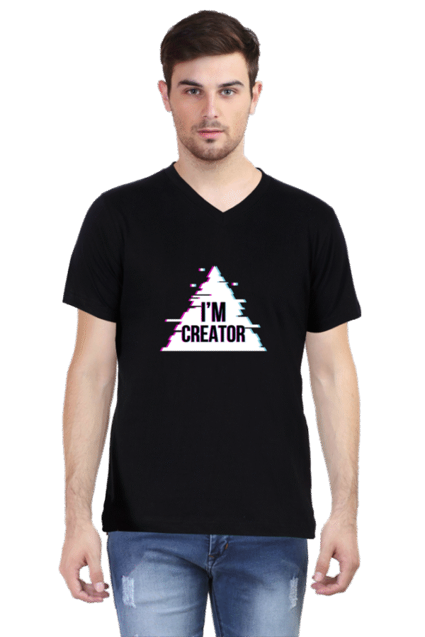I'm Creator Printed Male V Neck T-Shirt - Image 3