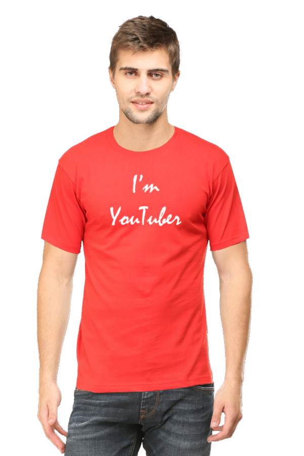 I'm Youtuber Printed Male Classic Crew T-Shirt - Image 6