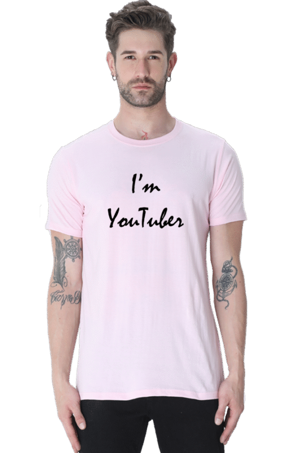 I'm Youtuber Printed Male Classic Crew T-Shirt - Image 7