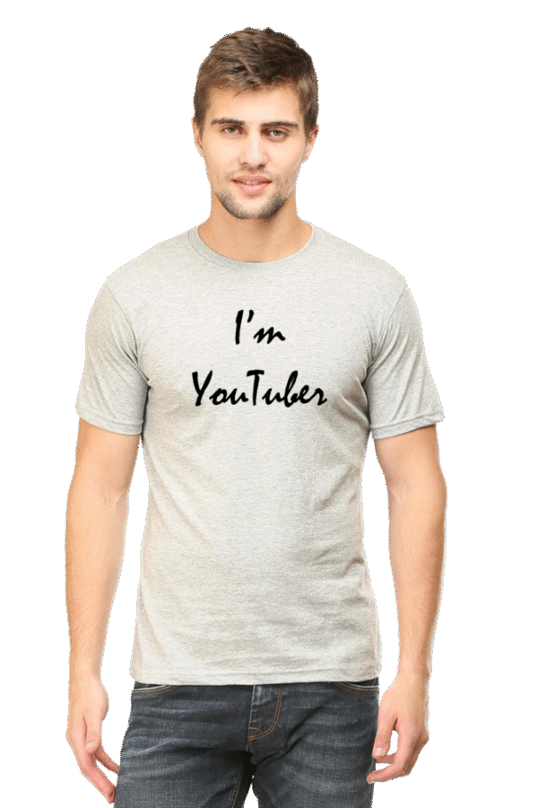 I'm Youtuber Printed Male Classic Crew T-Shirt - Image 9